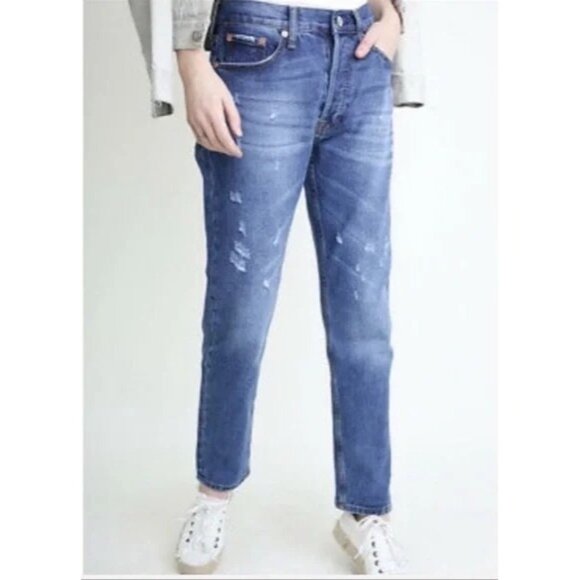 Umgee Distressed High Waist Button Fly Mom Jean Size 27 - Picture 8 of 8